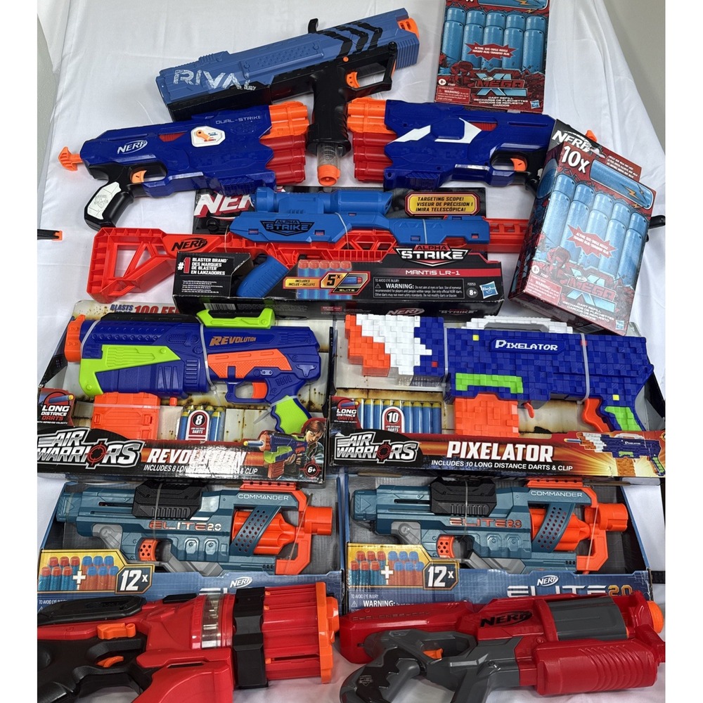 Nerf & Air Warriors Blaster Lot Elite 2.0 Rival Alpha Strike Pixelator 12pc